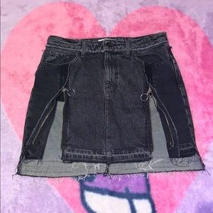 Zara basic denim zip up O ring skirt